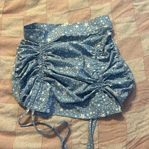 SHEIN mini skirt rutched blue and white stars